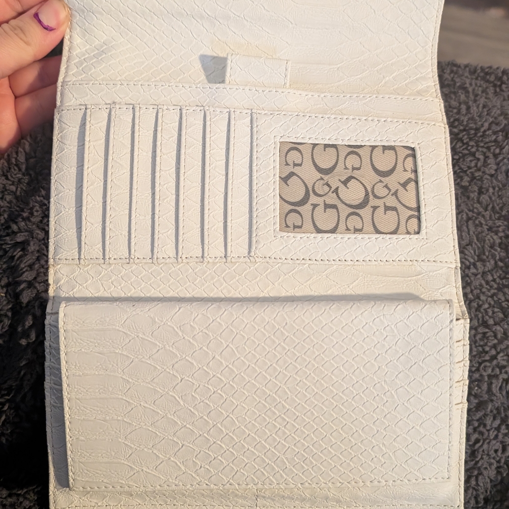 Cream Croco-Embossed Wallet by Guess - Picture 2 of 8